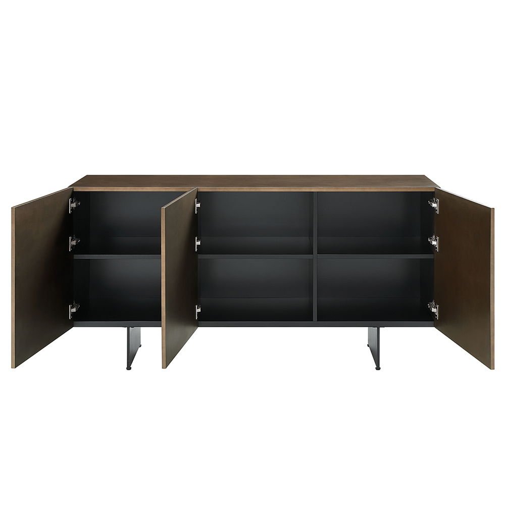 Malika 63" Dining Room Geometric Server with Ceramic Top and Geometric Faceted Doors