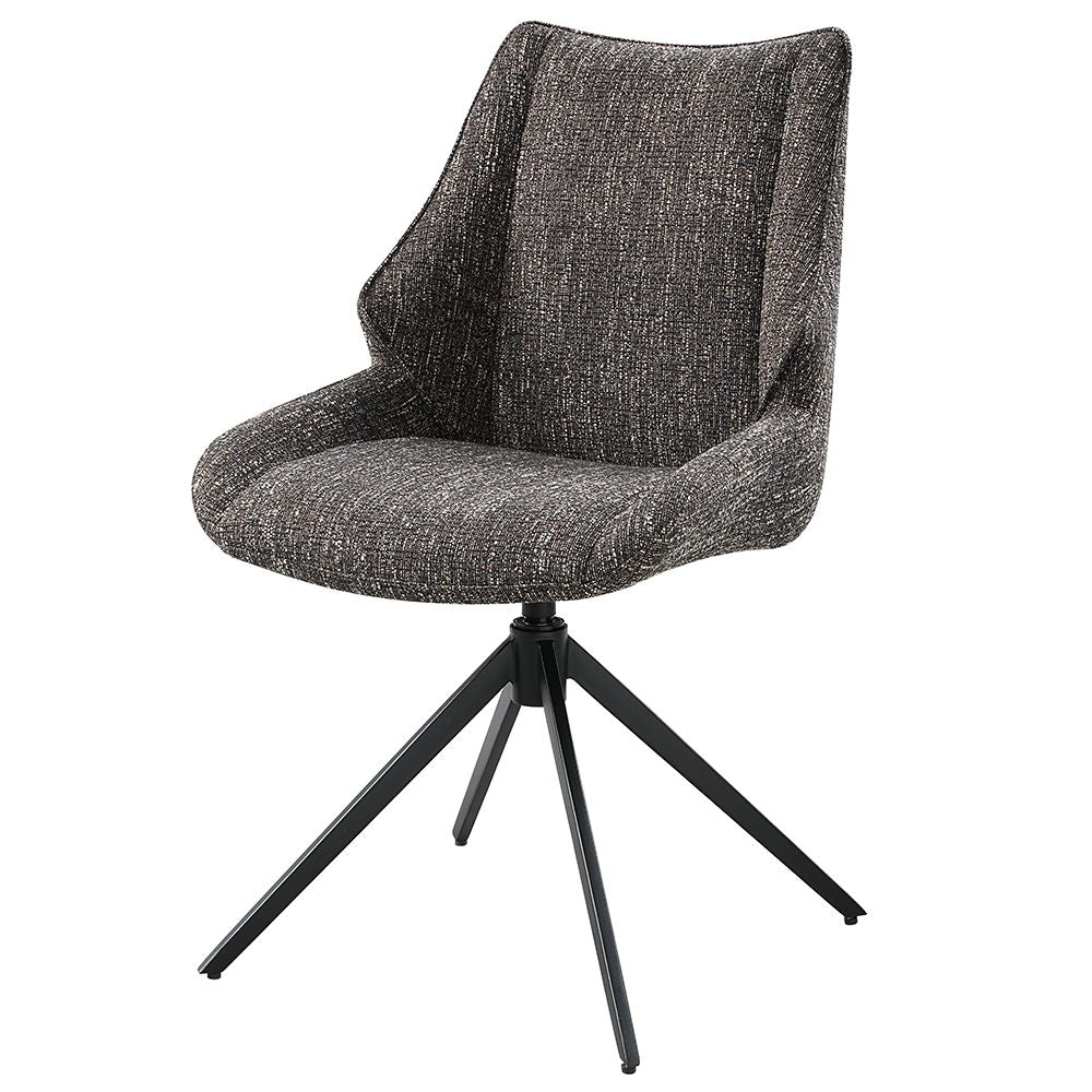 Malika 360° Swivel Upholstered Dining Chairs (Set of 2), Brown Chenille