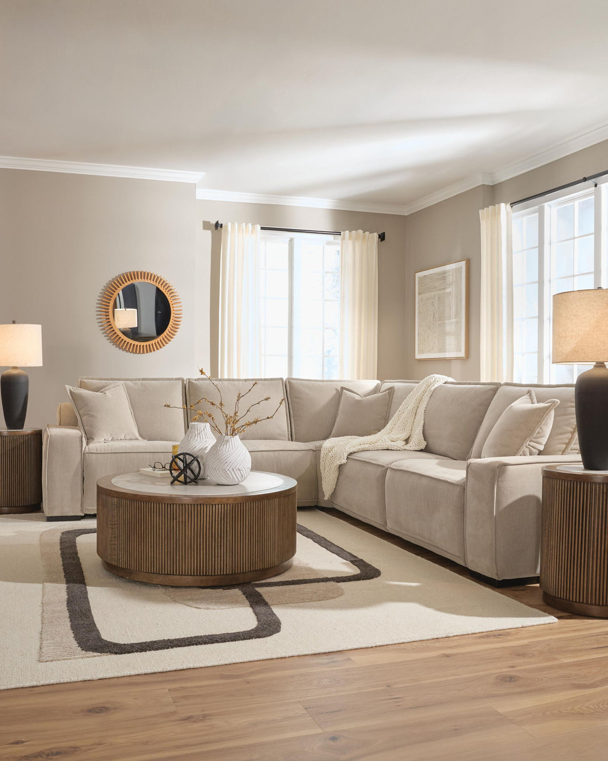 Carceri - 5-Piece Power Sectional Reclining Sofa - Cashmere
