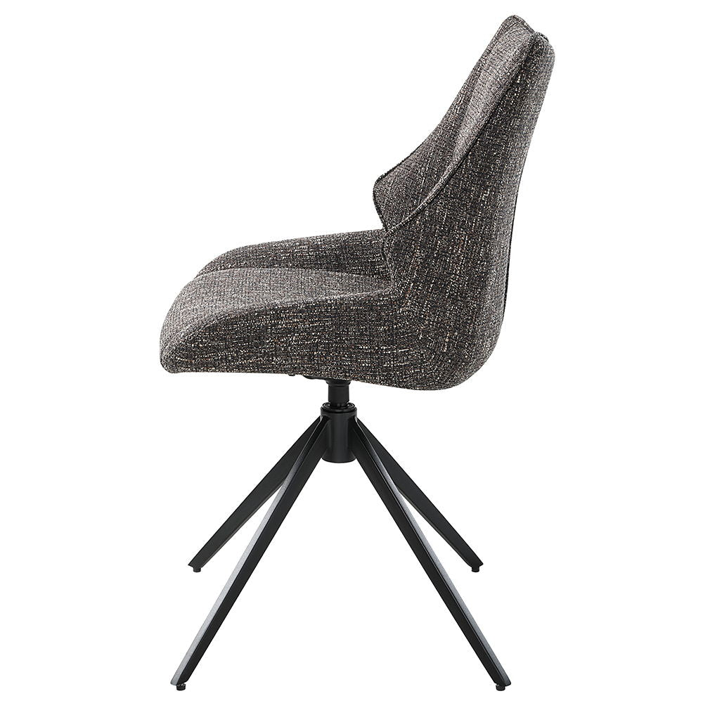 Malika 360° Swivel Upholstered Dining Chairs (Set of 2), Brown Chenille