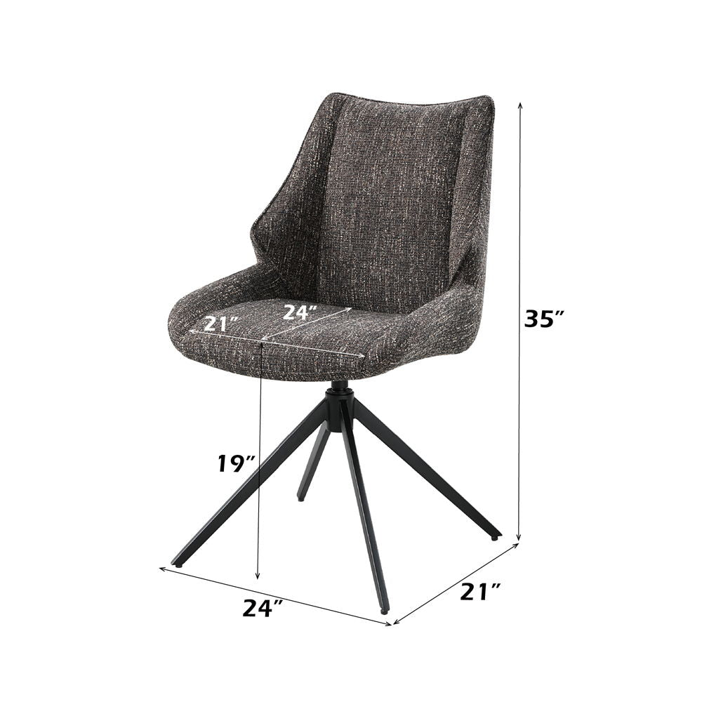 Malika 360° Swivel Upholstered Dining Chairs (Set of 2), Brown Chenille