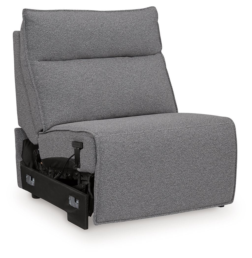 Modmax II - 8-Piece Power Reclining Sectional With LAF Press Back Power Chaise And Console - Salt And Pepper