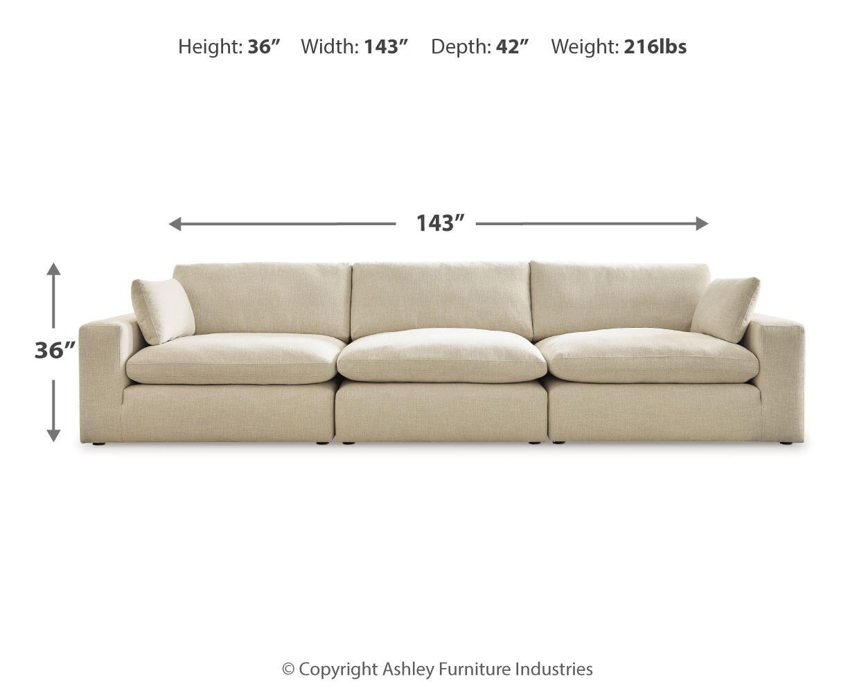 Elyza - Sofa 3 Pc Sectional - Linen