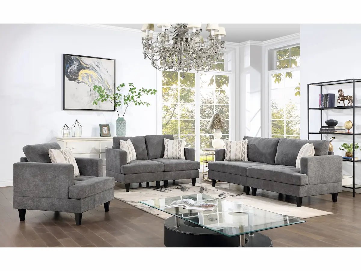 Huntington 3 - Piece Beige Sofa Set | Sofa, Loveseat & Chair Collection - Leisure Space