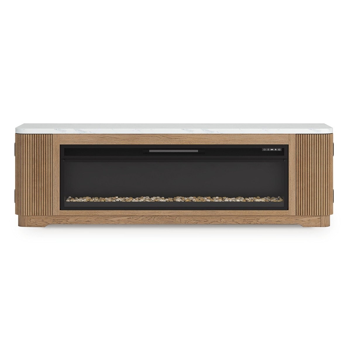 Camdill - 80" TV Stand With Electric Fireplace - Light Brown