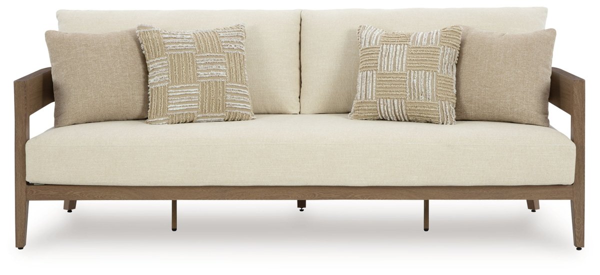 Serene Bay - Sofa With Cushion - Dark Brown / White