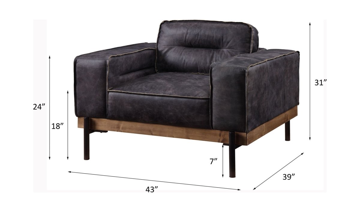 Silchester - Chair - Antique Ebony Top Grain Leather