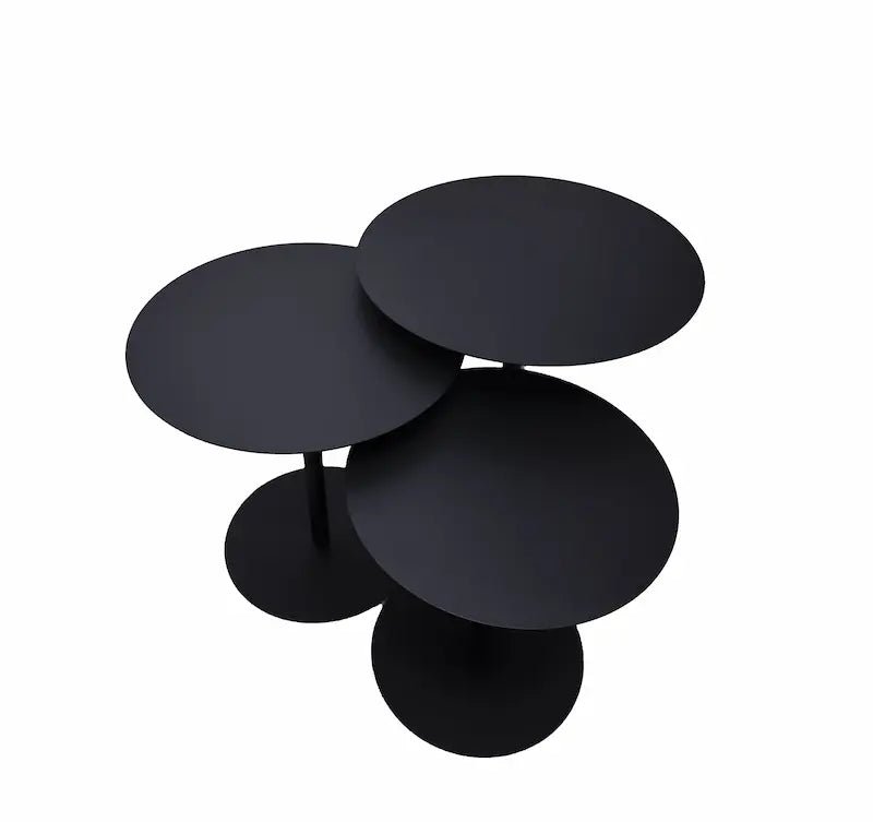 Modern Black Nesting Coffee Table Set – Round 16", 18", 20" with Pedestal Base | Leisure Space - Leisure Space