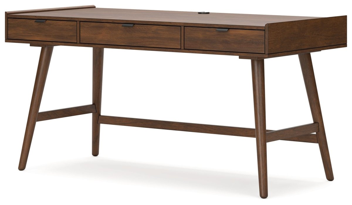 Lyncott - 3 Pc. - Home Office Desk, Chair, Bookcase - Brown
