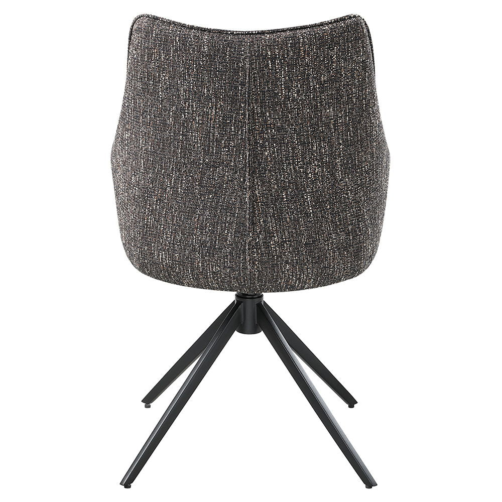 Malika 360° Swivel Upholstered Dining Chairs (Set of 2), Brown Chenille