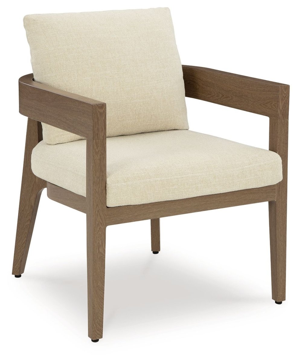Serene Bay - Arm Chair With Cushion (Set of 2) - Dark Brown / White