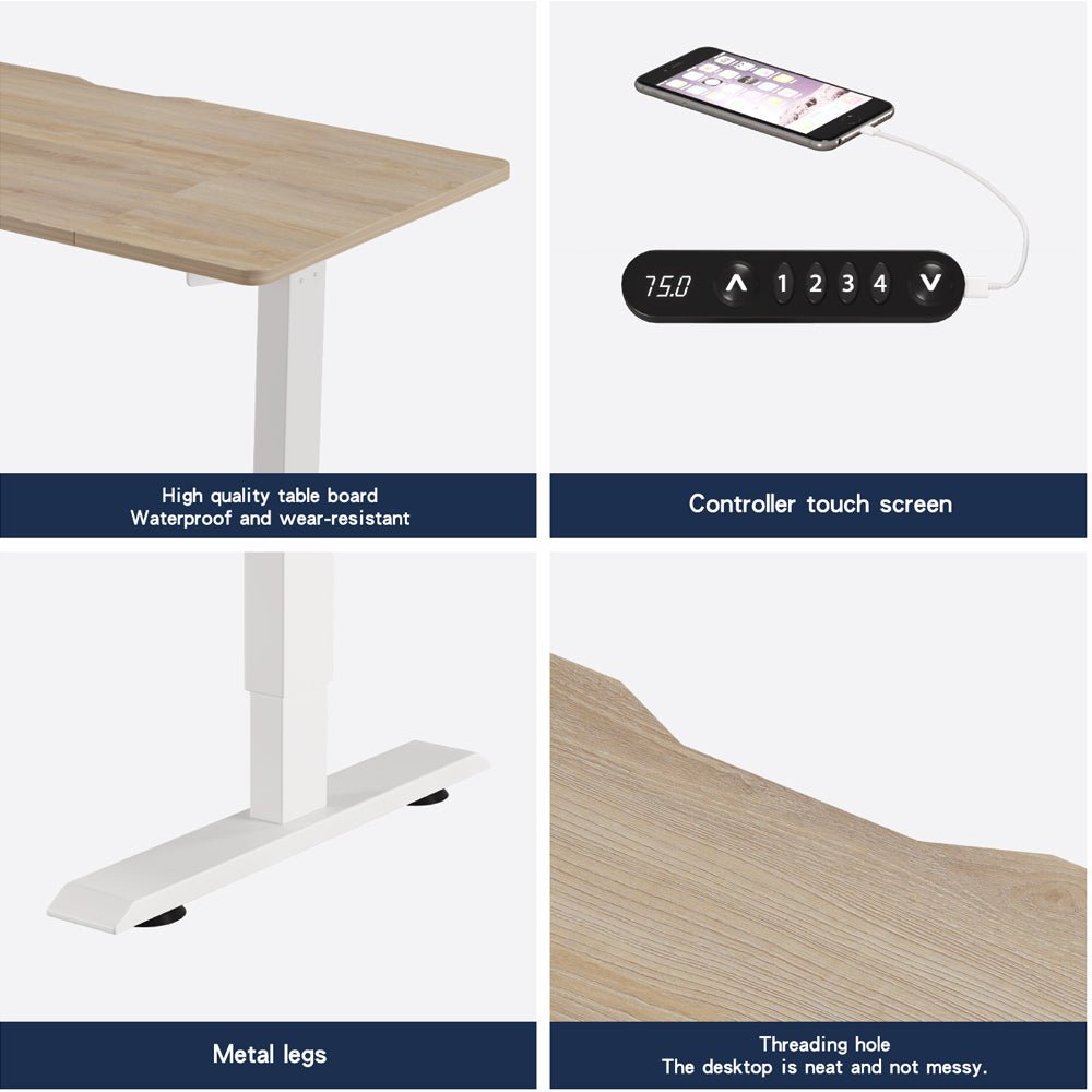 55'×24' Light Oak Electric Standing Desk — product view 9