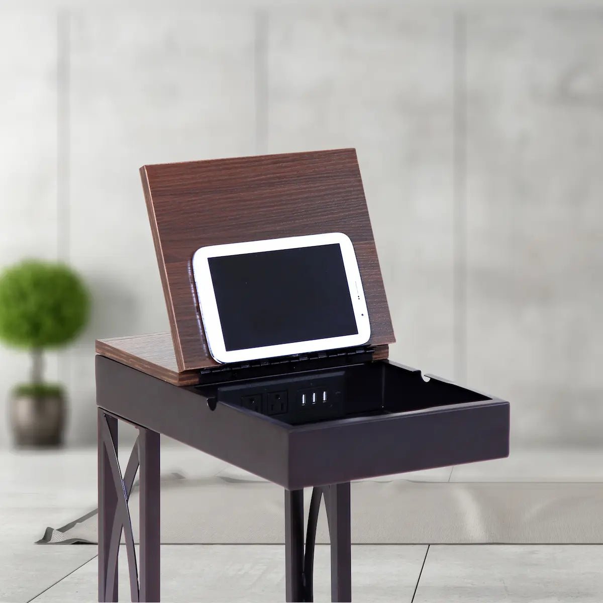 SeeTable Stash Multi‑Function Side Table with Charging Station - Leisure Space