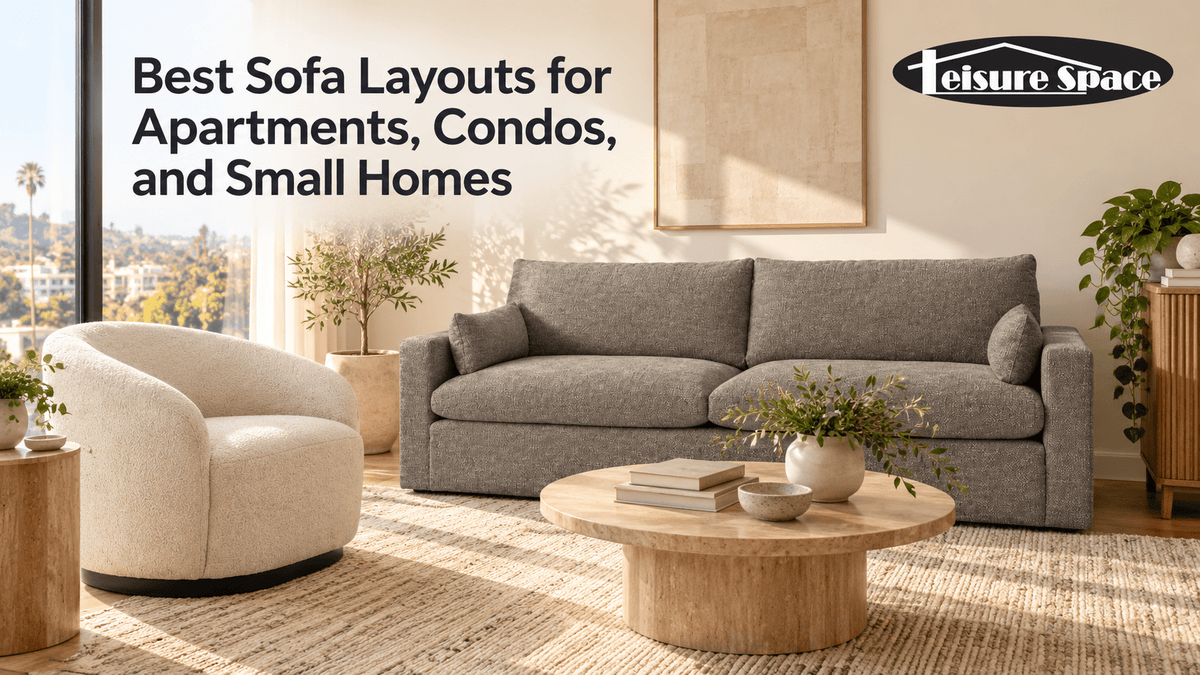 A sofa, accent, and a coffee table as an example of the best sofa layouts for apartments, condos, and small homes.