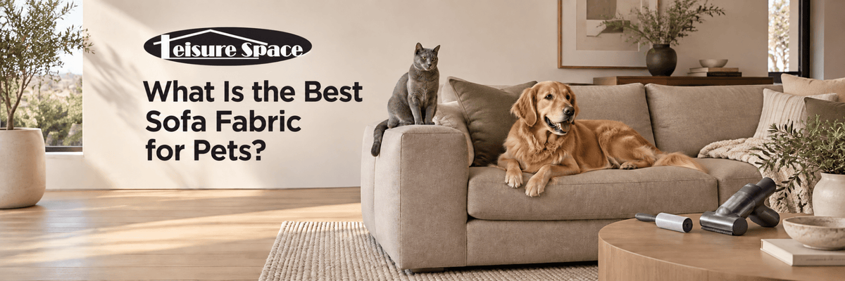 Cover photo for the blog: Best Sofa Material for Pets: Leather, Fabric or Faux Leather?