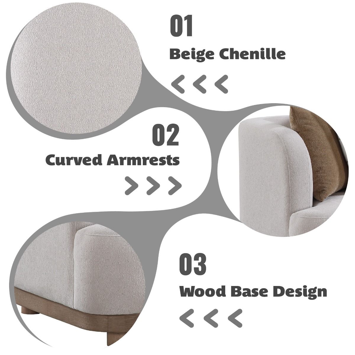 Duncan - Sofa With 4 Pillows - Beige