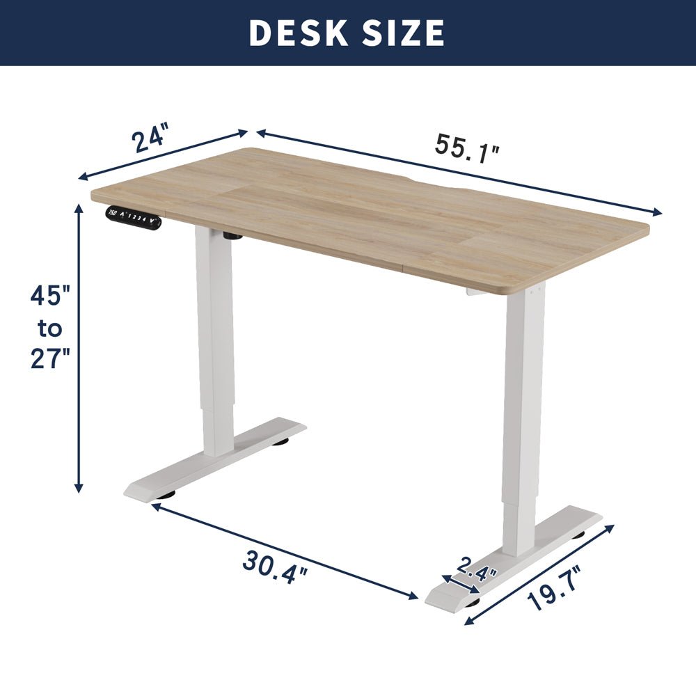55'×24' Light Oak Electric Standing Desk — product view 3