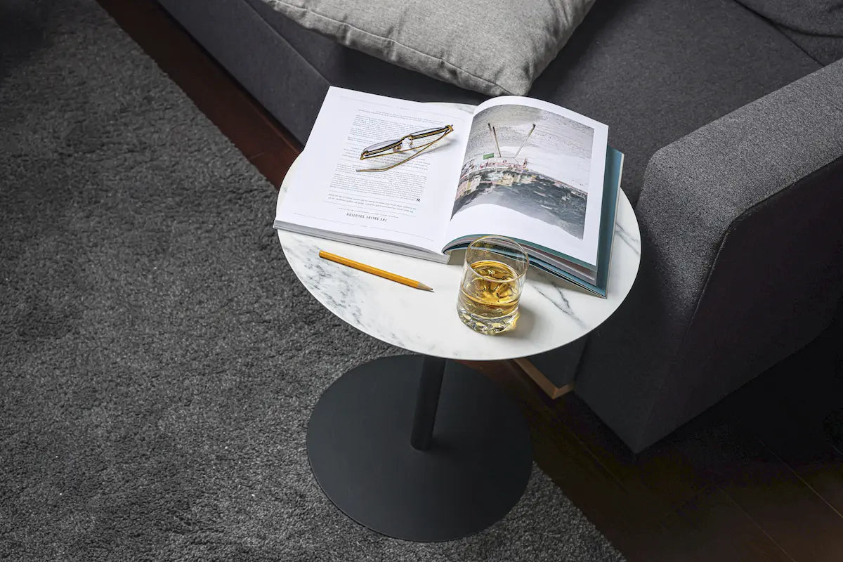 Modern Nesting Coffee Table Set – White Marble & Black Base | Leisure Space - Leisure Space