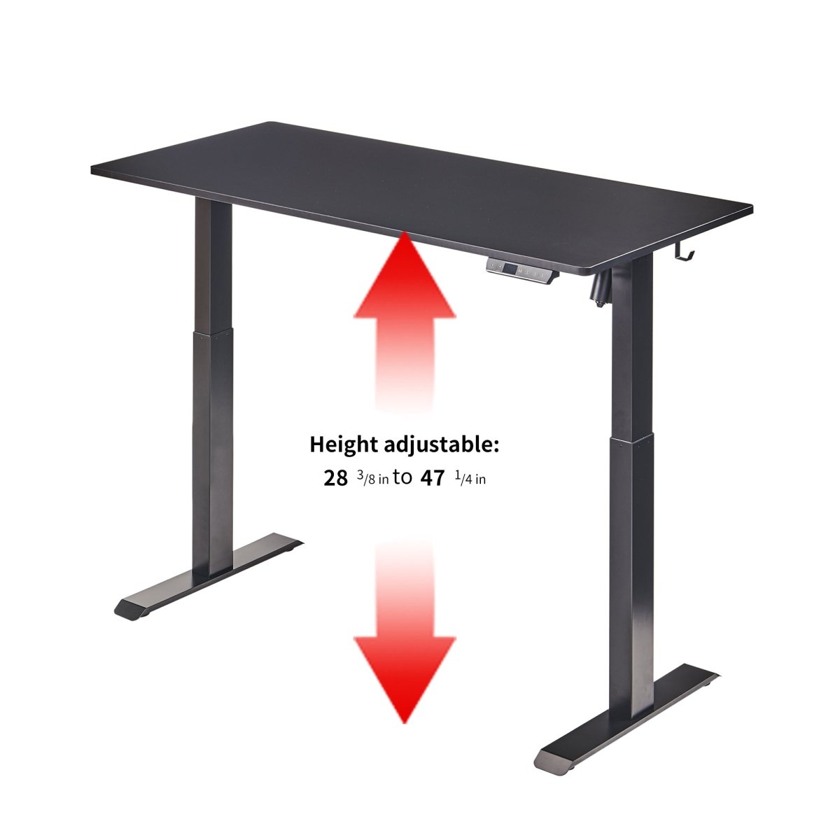 lack electric standing desk illustrating smooth height adjustability from 28.3 to 47.2 inches.