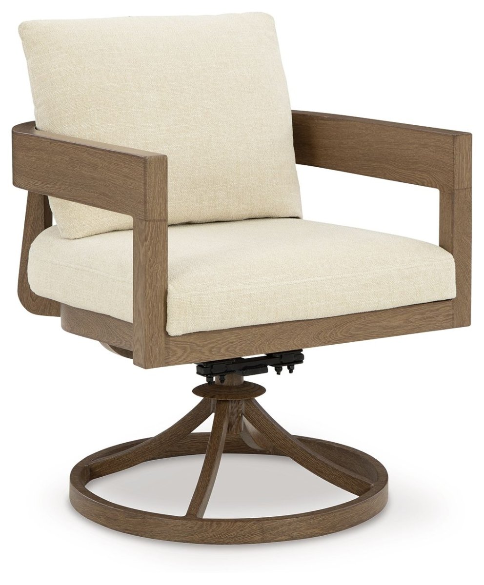Serene Bay - Swivel Chair With Cushion (Set of 2) - Dark Brown / White