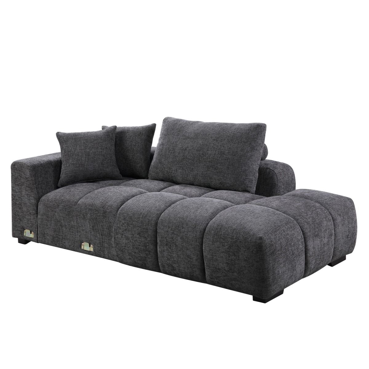 Chosen - Sectional Sofa With 6 Pillows - Gray Chenille