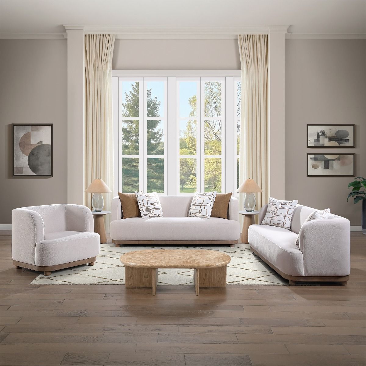 Duncan - Sofa With 4 Pillows - Beige