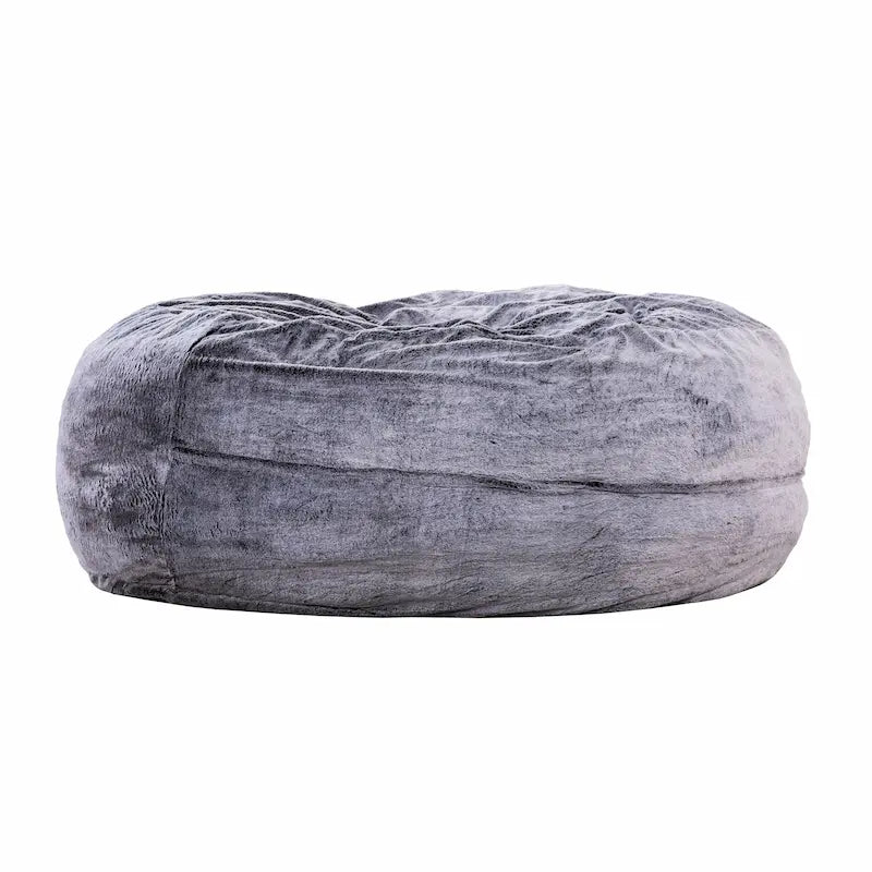 Sealy® Bala Bean Bag – Gray (60" x 60" x 27") - Cozy Lounger with Ultra - Soft Rabbit Fur Cover - Leisure Space