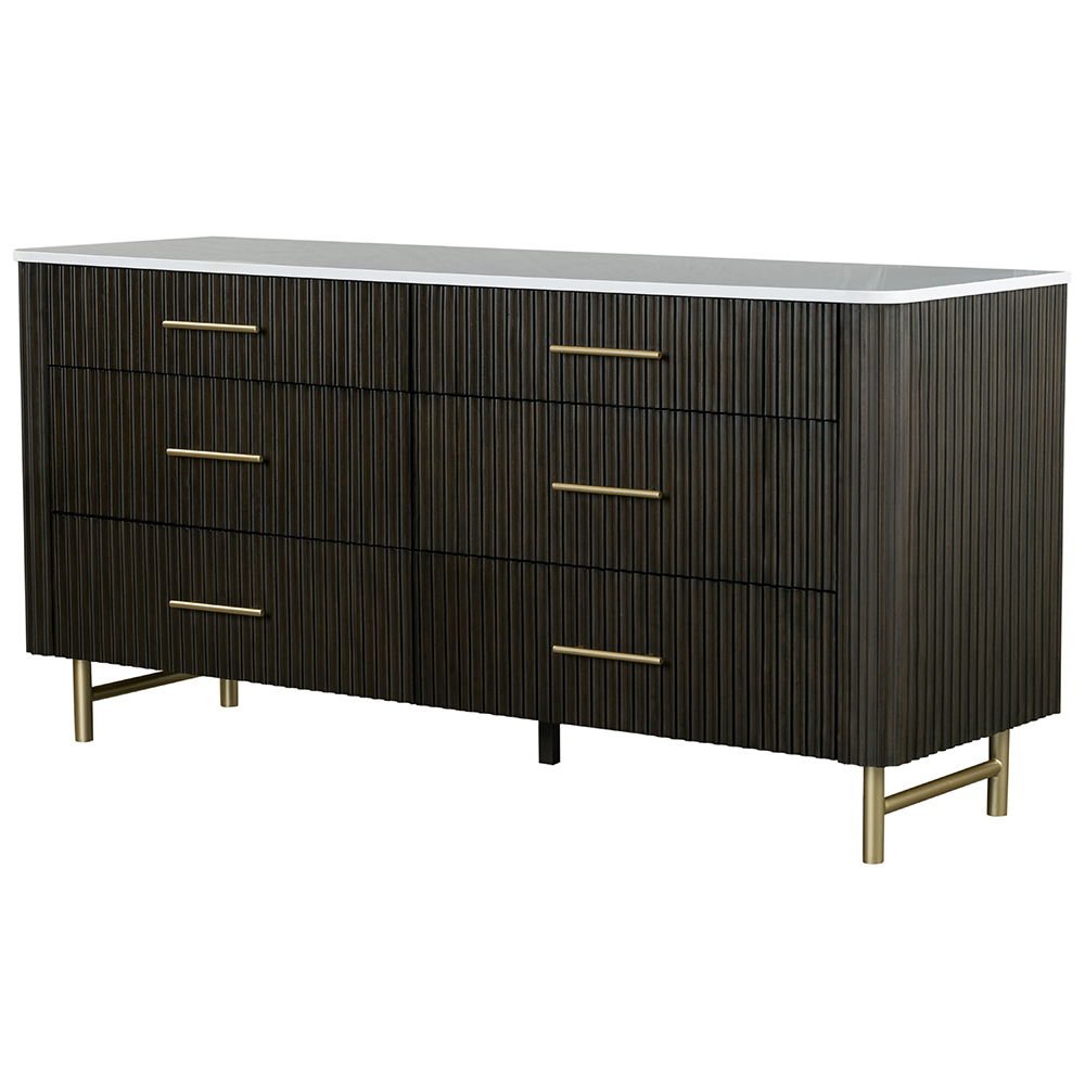 Clayten - Dresser - Marble Top & Espresso