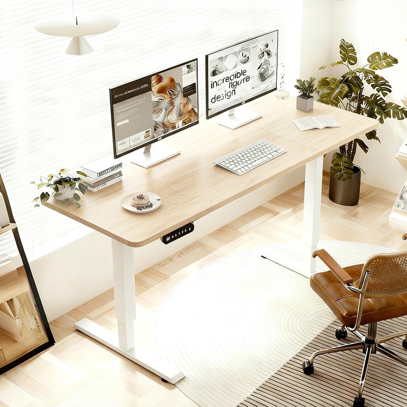 55'×24' Light Oak Electric Standing Desk — product view 1