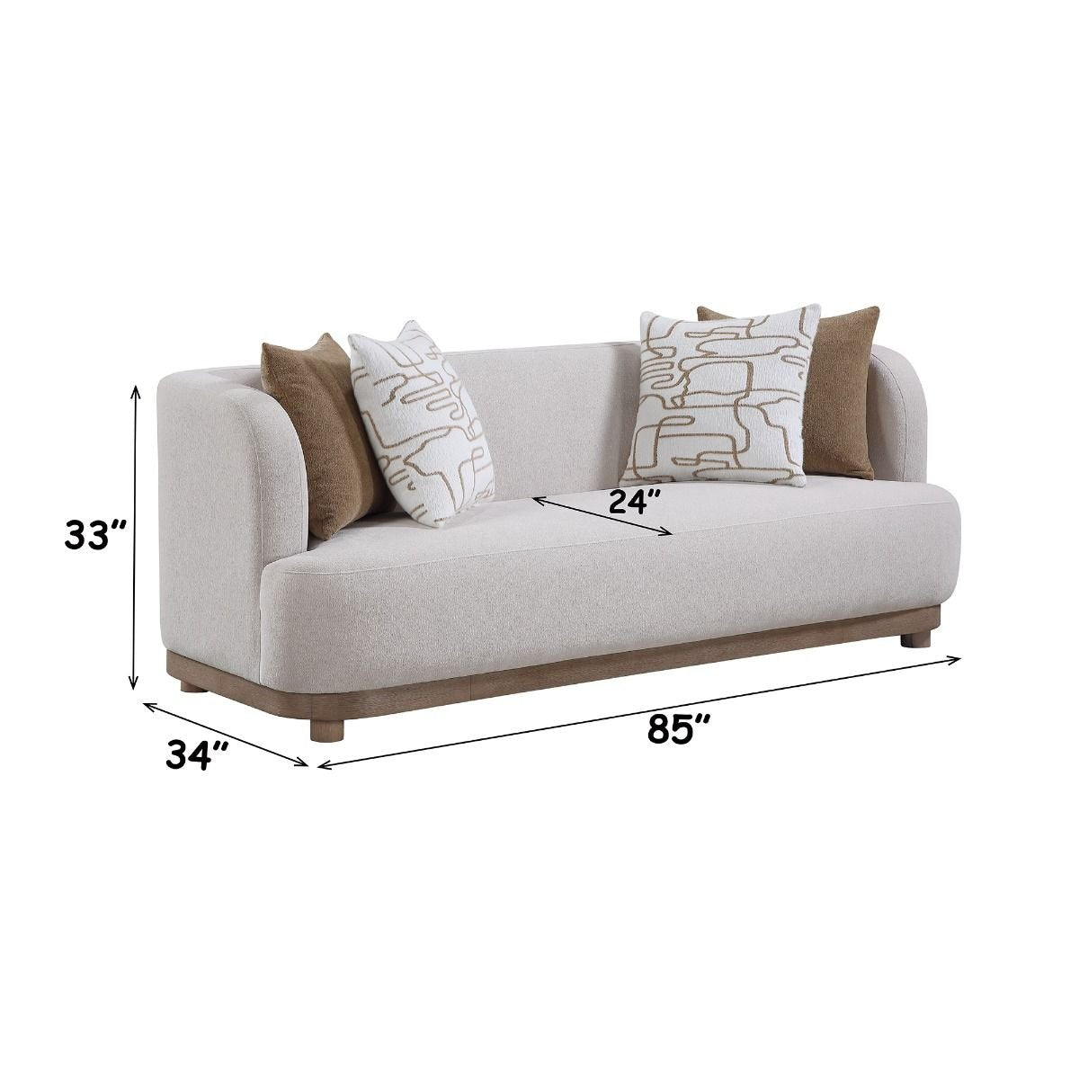 Duncan - Sofa With 4 Pillows - Beige