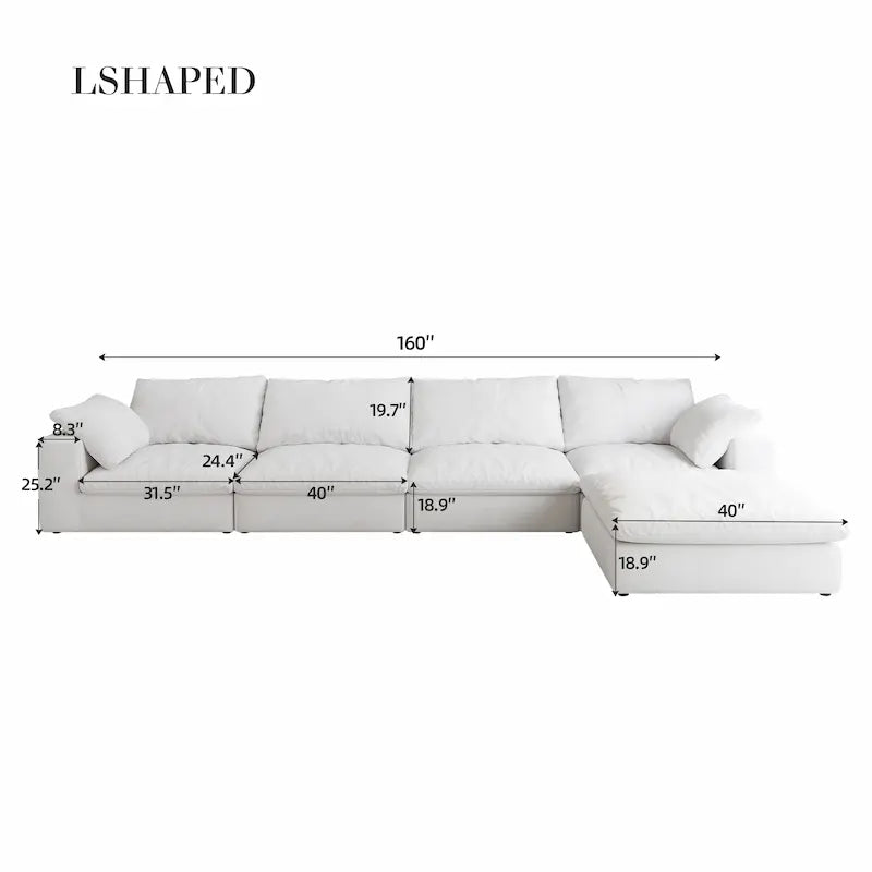 Cloud Modular Sectional Sofa 160" Down - Filled L - Shape | Leisure Space - Leisure Space