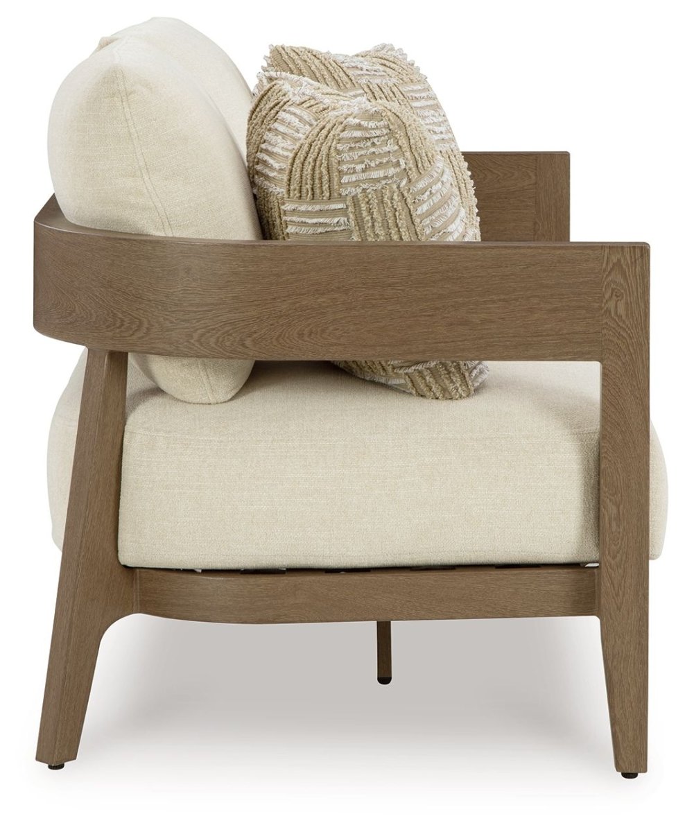 Serene Bay - Loveseat With Cushion - Dark Brown / White