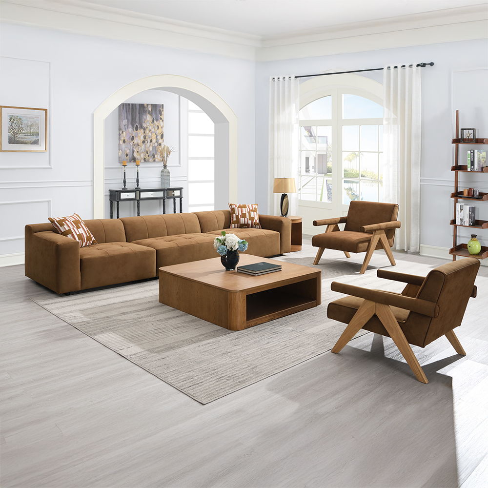 Zoey - Modular - RF Arm Chair With Pillow - Chocolate Suede