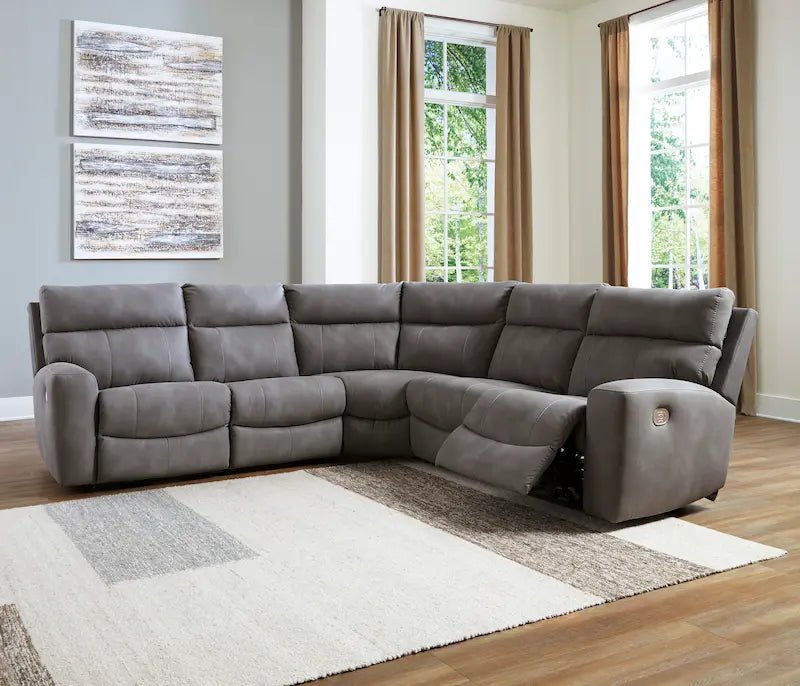 Next - Gen DuraPella 5 - Piece Power Reclining Sectional – Slate - Leisure Space