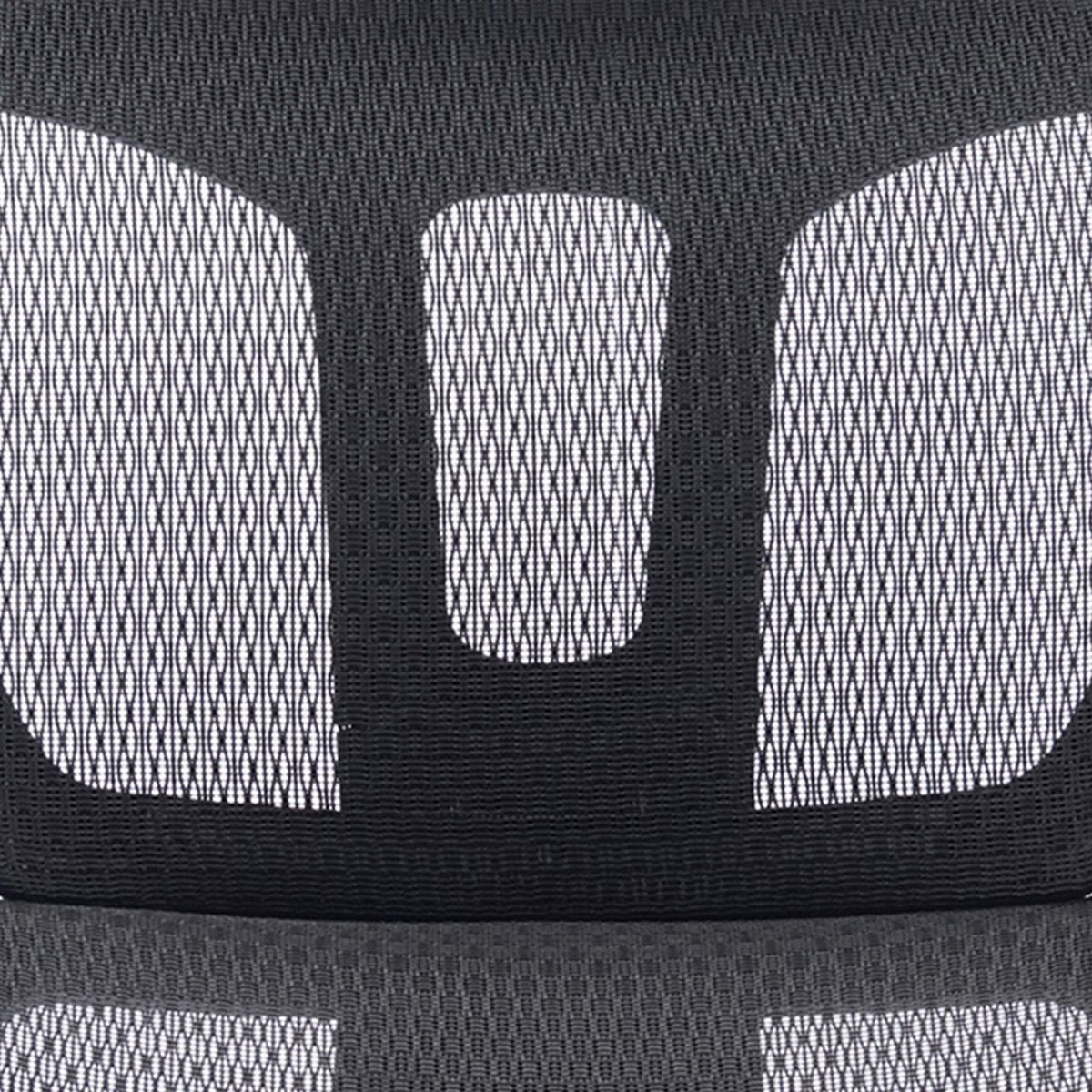 Close-up of the breathable black mesh used on the backrest and lumbar area of the Sealy Huxley office chair.