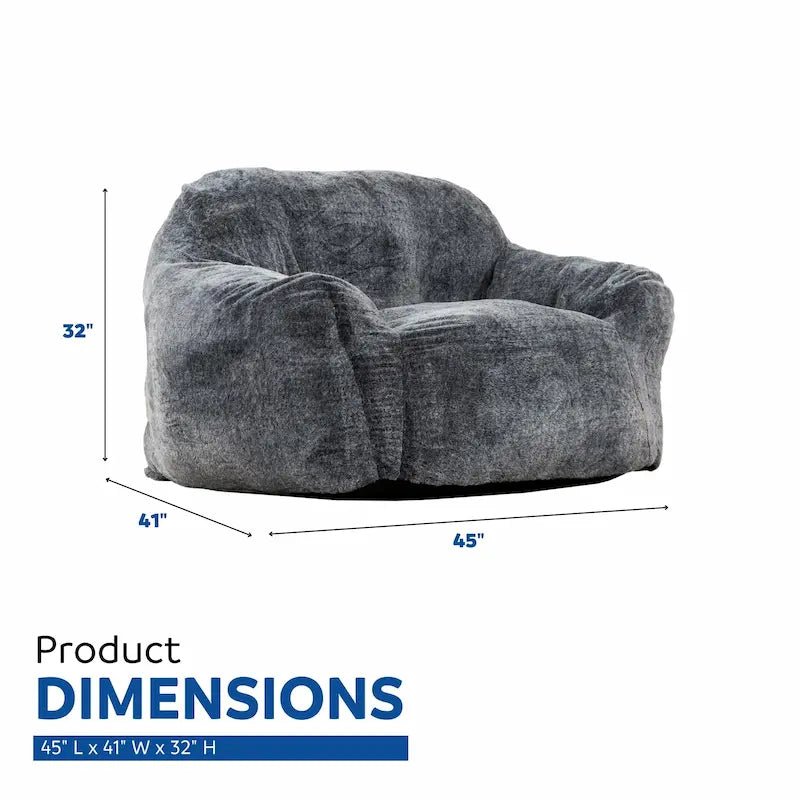 Sealy® Tore Bean Bag Chair – Shredded Foam Filling & Rabbit Fur Upholstery - Leisure Space