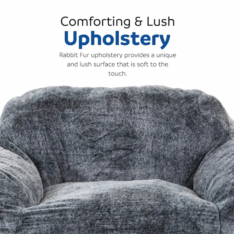 Sealy® Tore Bean Bag Chair – Shredded Foam Filling & Rabbit Fur Upholstery - Leisure Space