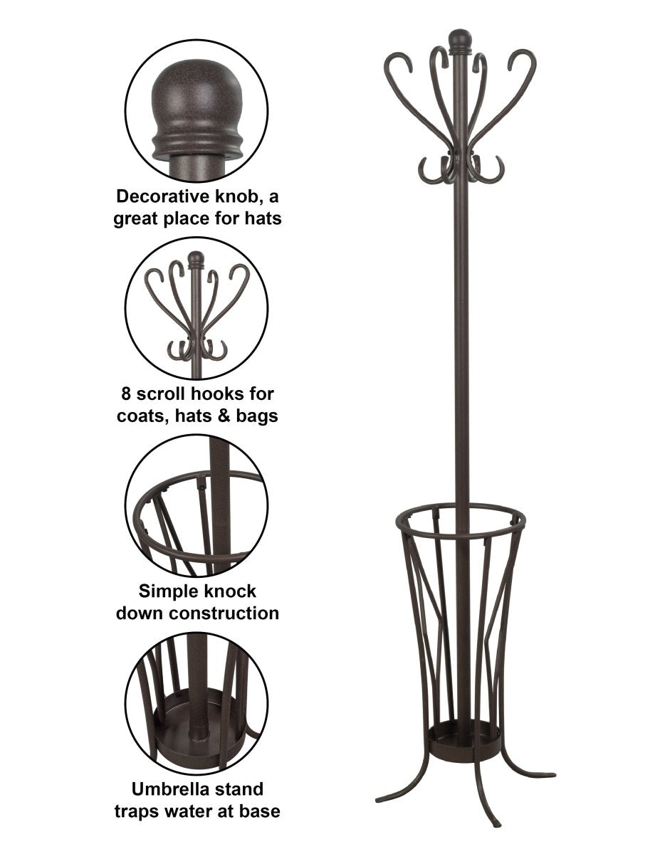 Coat Rack with Umbrella Stand - Leisure Space