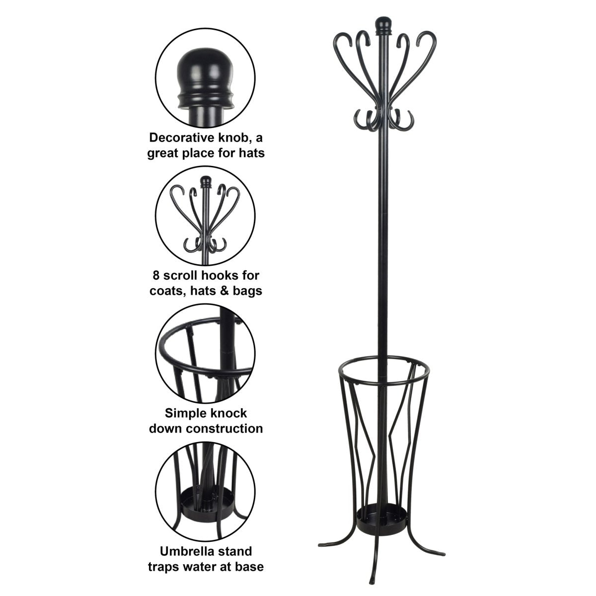 Coat Rack with Umbrella Stand - Leisure Space
