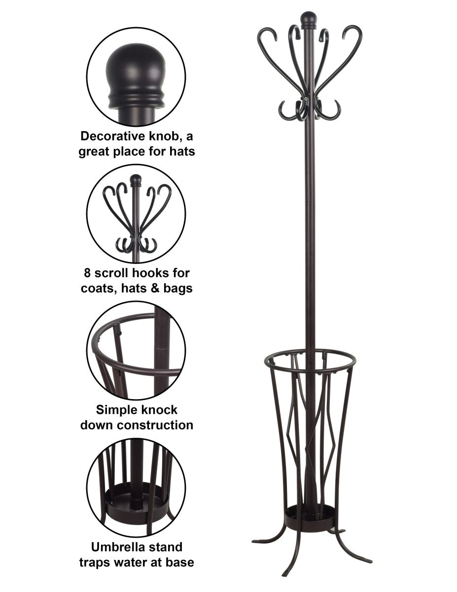 Coat Rack with Umbrella Stand - Leisure Space